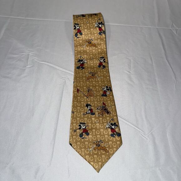 Vintage Walt Disney Mickey Mouse Golf Patterned Necktie - Picture 1 of 3